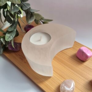Selenite Tealight Moon Candle Holder